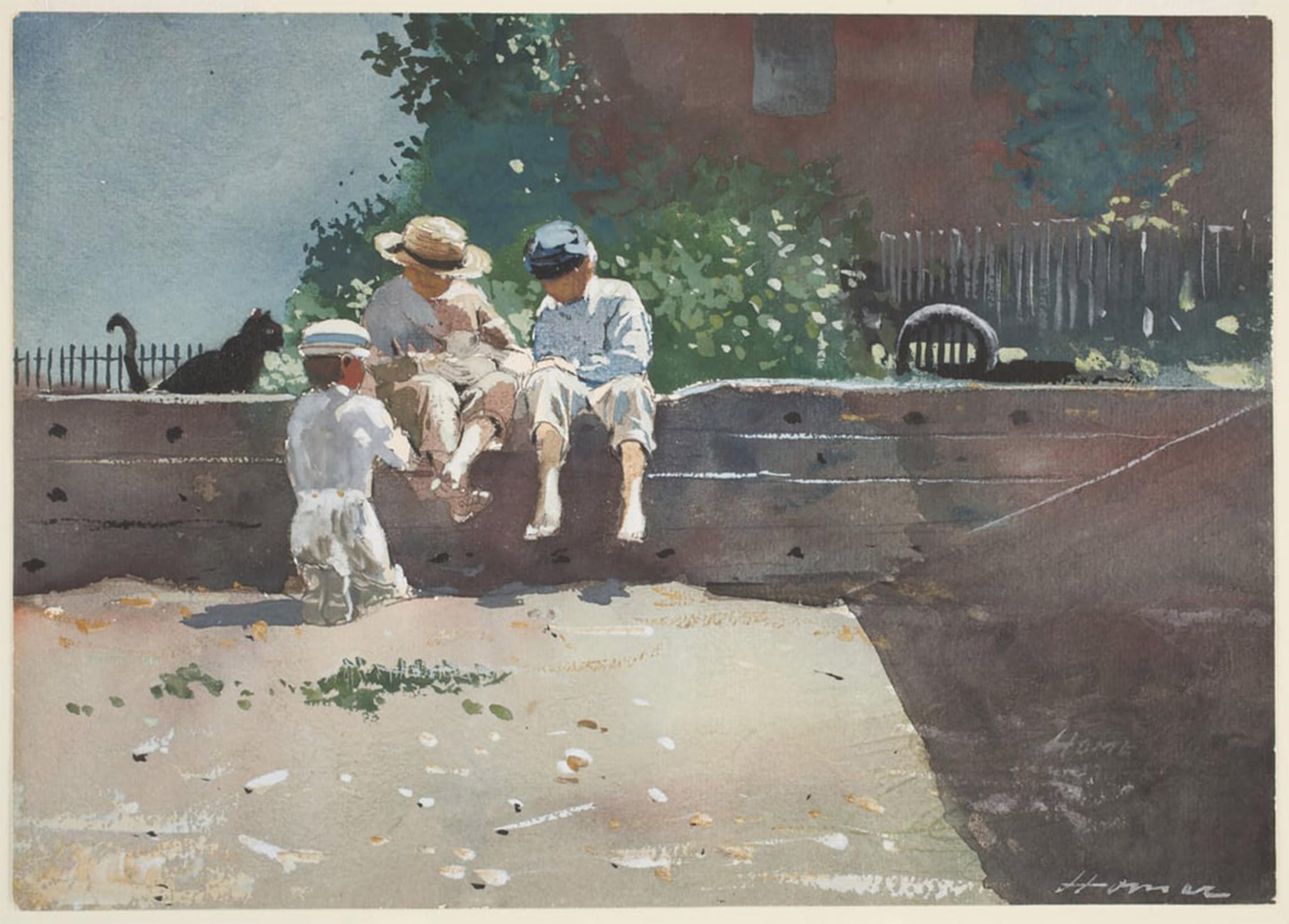 ARTXLXXBN Famous Painting Canvas Artwork Graffiti Print Boys and Kitten by Winslow Homer Portrait Canvas Image for Home Decor 60x90cm