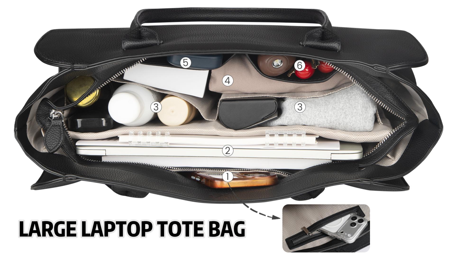 Bolso de mujer satchel grande con múltiples bolsillos miniatura 7