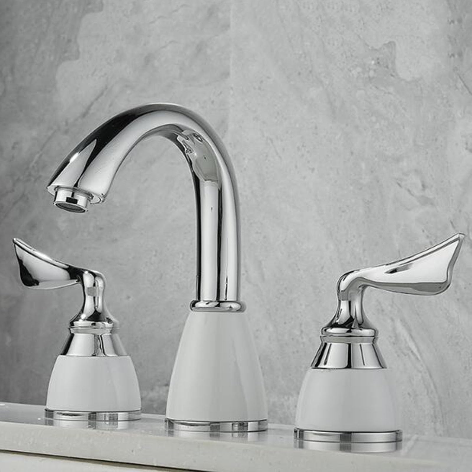 FQWNCIEG Basin Mixer Tap Bathroom Sink Taps Bathroom Sink Taps 3 Hole Brass Double Handle Basin Tap-Chrome Lavatory Sink Faucet