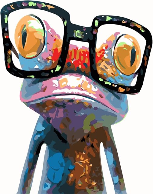 KOMKING DIY Paint by Numbers for Adults Kids Beginner, Painting by Number Kits on Canvas Without Frame, Colorful Frog 16x20inch