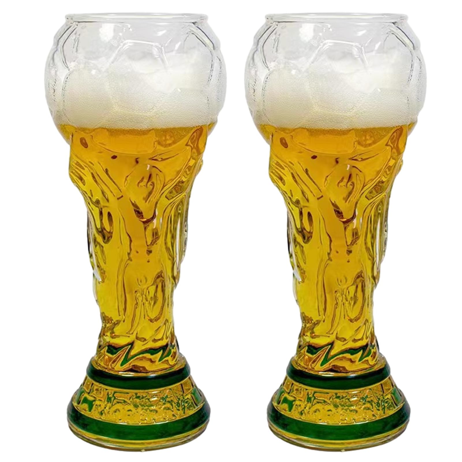 Trophy Style Beer Glass, Large Beer Mug for 2026 Football Match Day Bar Watch Party & Gift for Father Men and Passionate Soccer Football Fans at Home Celebrations Different Capacities (2PCS)