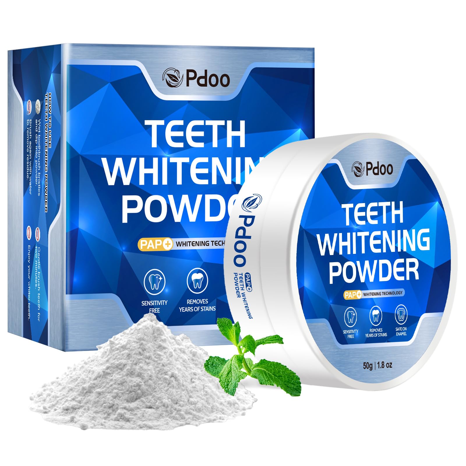 Teeth Whitening Powder 50g with Pap - Sensitivity Free Enamel Safe Whitening Powder Removes Years of Coffee Tea