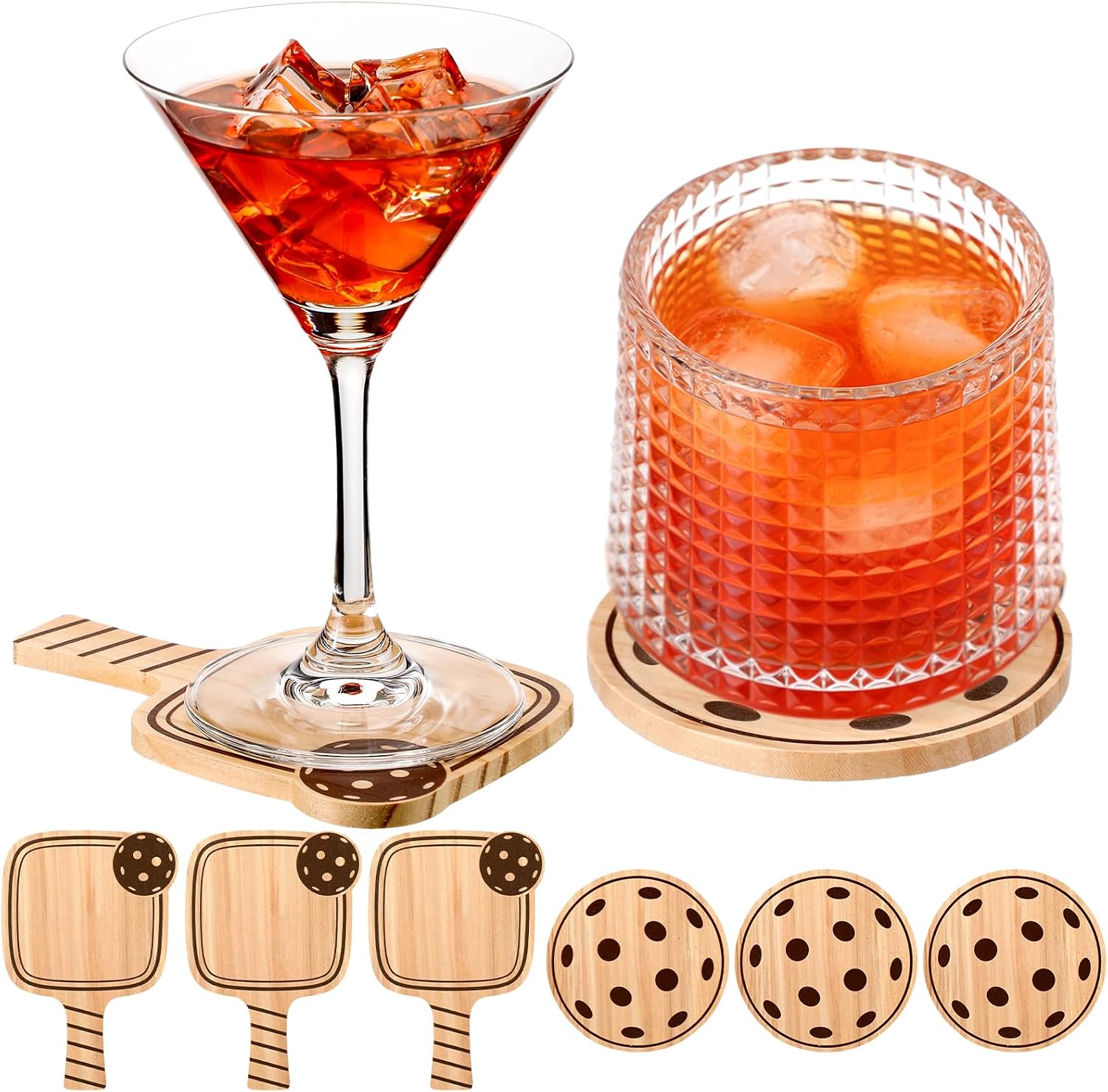 Hushee 6 Pack Paddle Drink Coasters Gifts for Sport Lovers