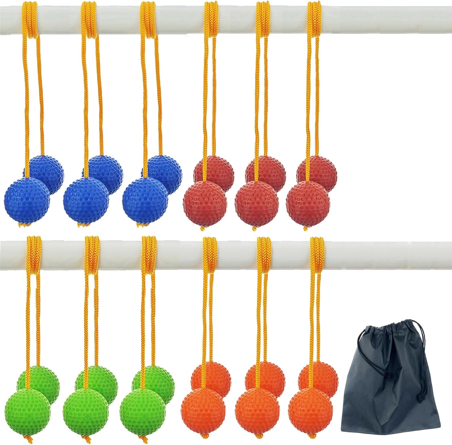 12 Pack Ladder Balls Ladder Toss Balls Ladder Ball Replacement Balls with Storage Bag for Toss Match (red Blue Orange Green)