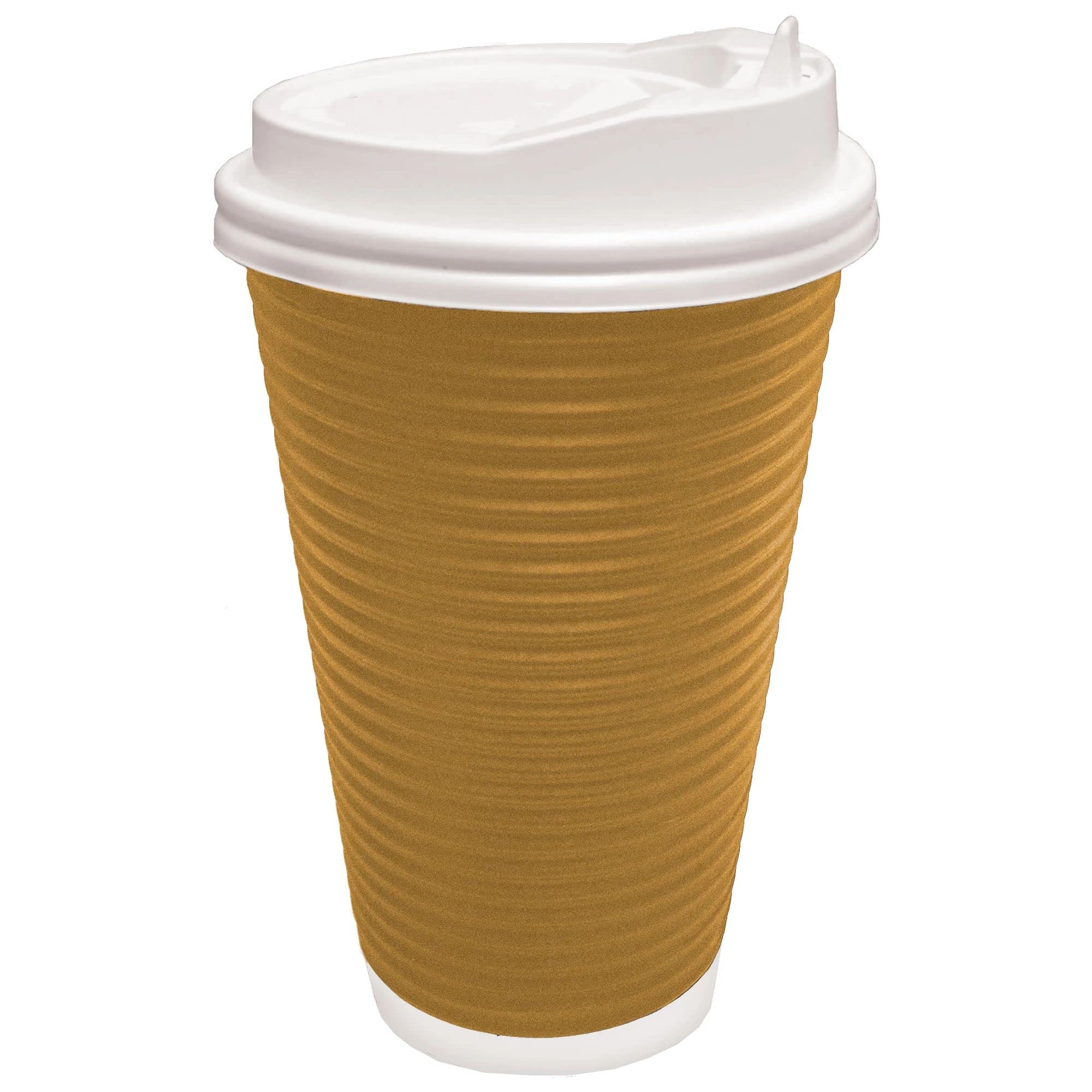 Kraft Coffee Paper Cups - 12 oz. (Pack of 50) - Eco-Friendly, Convenient & Stackable Cups - Perfect for Parties, Home, Gatherings, & Picnics