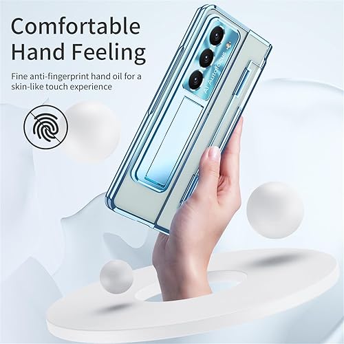 Miniatura 2 de Funda para Samsung Galaxy Z Fold 5 2023, carcasa de una pieza con protección de bisagra transparente Z Fold 5 con soporte, protector de pantalla