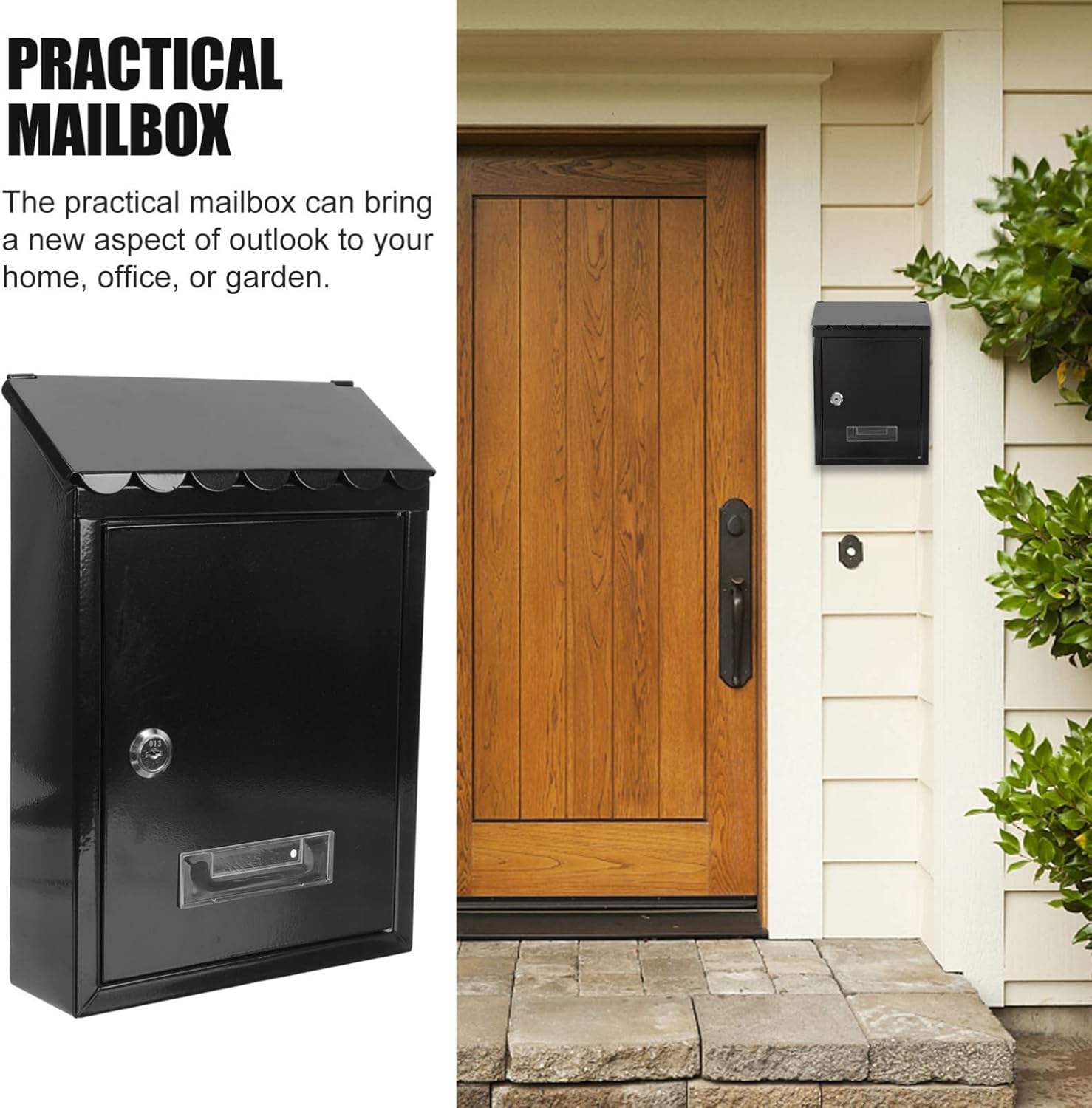 GANAZONO Lockable Wall Mount Mailbox Outdoor Mailboxes Iron Letter Box for Garden