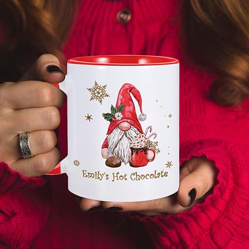 Miniatura 6 de Taza de Navidad personalizada con nombre personalizado, taza de café de Navidad divertida con gnomo de Papá Noel, taza de té de cerámica de 11