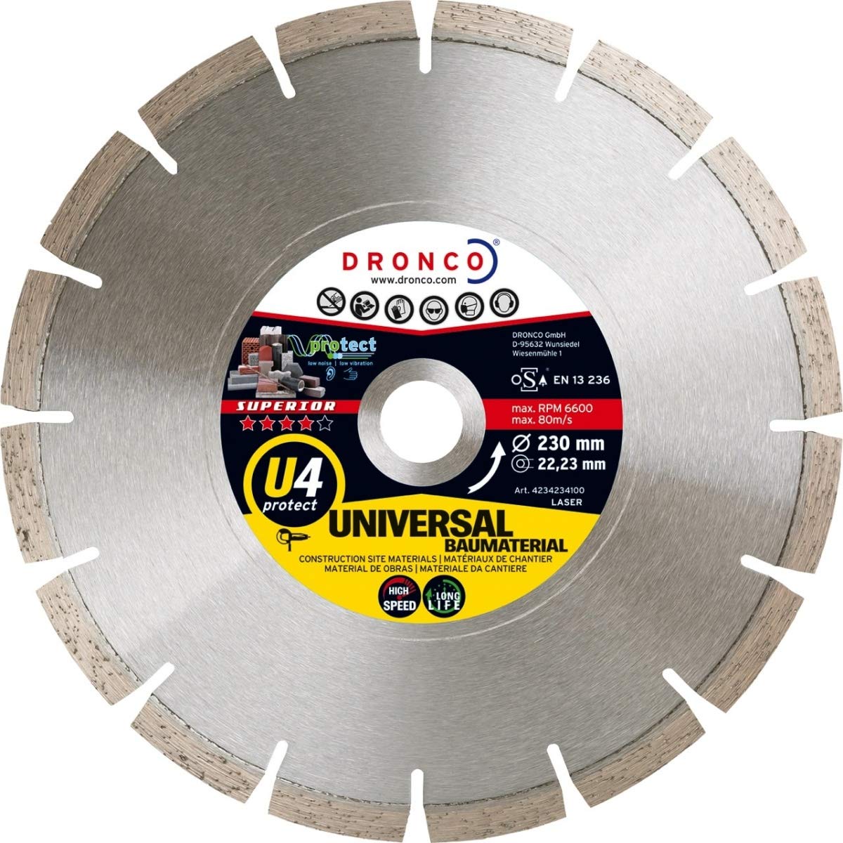 Disque à tronçonner diamanté 300 mm Ronco Superior U4 pour béton