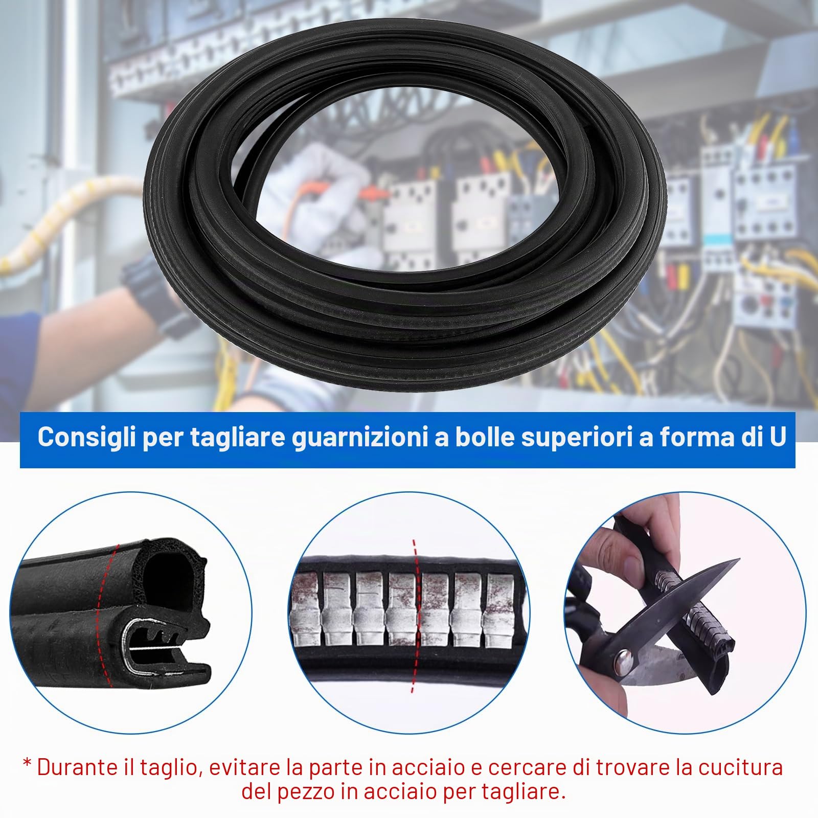 6M Guarnizione Portiera Auto, Paracolpi Portiere Auto Guarnizione Nero, Guarnizioni in Gomma, Protezione Portiere Auto Striscia, per Auto, Barche, Camper, Camion e Applicazioni Domestiche