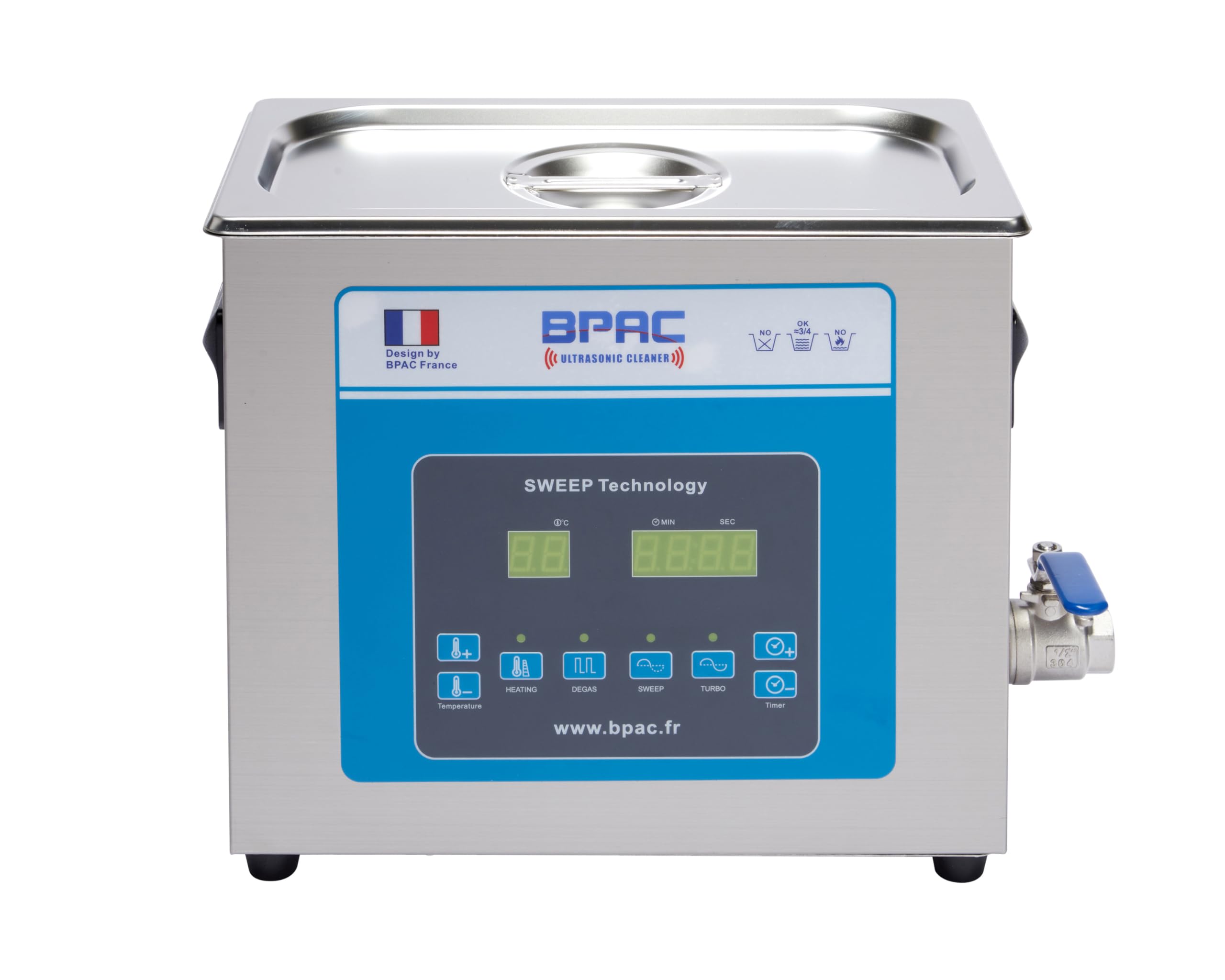 BPAC Nettoyeur Ultrasons Pro avec Cuve 6 Litres - Turbo + Sweep + Degas - Nettoyeur Ultrason Bijoux Puissance 180 W - Appareil Ultrasons Professionnel - Marque Française