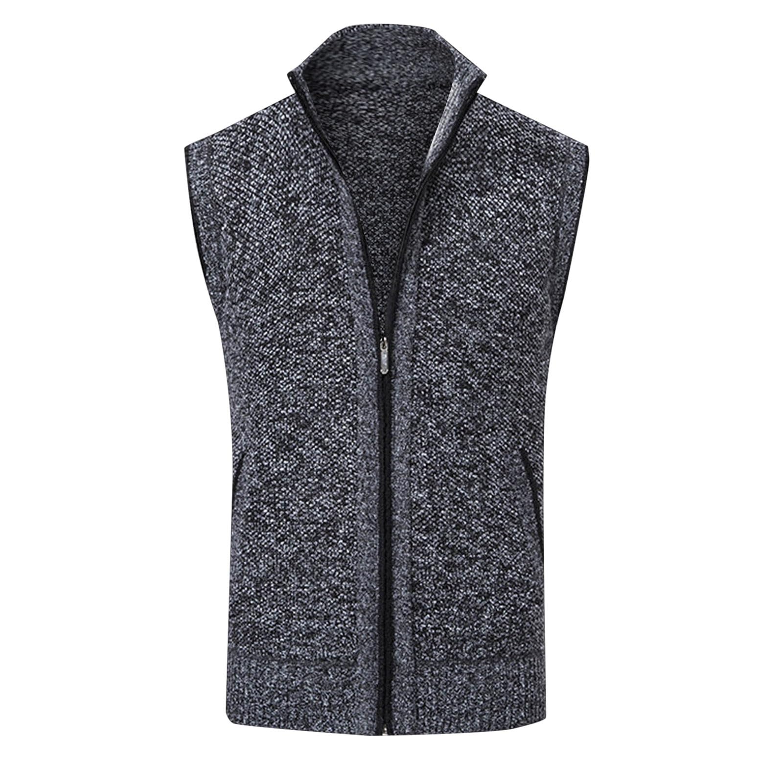 Gilet Uomo Maglia Senza Maniche Foderato Pile con Cerniera Tessuto a maglia con fodera in pile morbida, trattiene il calore nelle giornate fredde