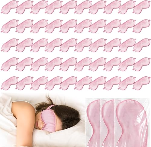 50 cubrebocas de seda para dormir, con correa elástica ajustable, opacas, suaves y suaves, antipresión, para mujeres y hombres, cómodas vendas para