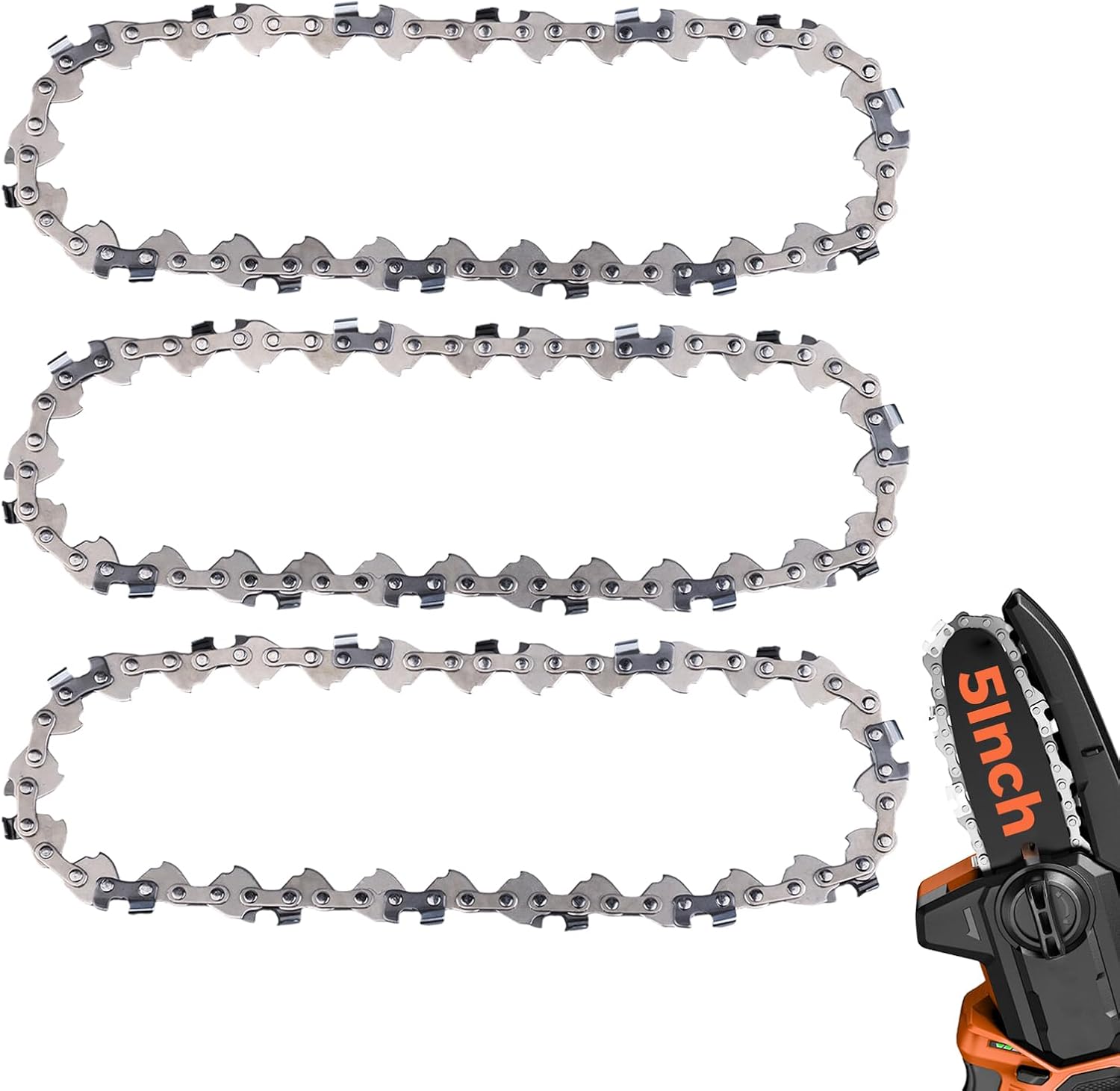 5 Inch Chainsaw Chain 0.30" Pitch .043" Gauge 28 Drive Links Semi-Chisel Chain Saw Chains for Husqvarna, Poulan, Craftsman, Greenworks and More Chainsaw Brands(3 Packs)(30TOP-10)