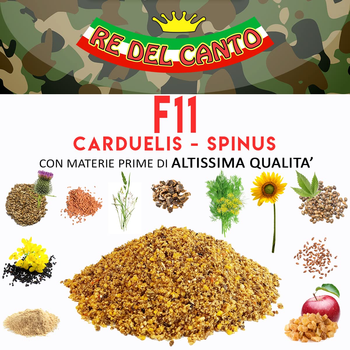 F11 Canto e Riproduzione - 1 Pack da 3kg - Pastone+Miscela Semi - Alimento per cardellini, lucherini, organetti, verzellini, cardinalini Venezuela, spinus, Mangime