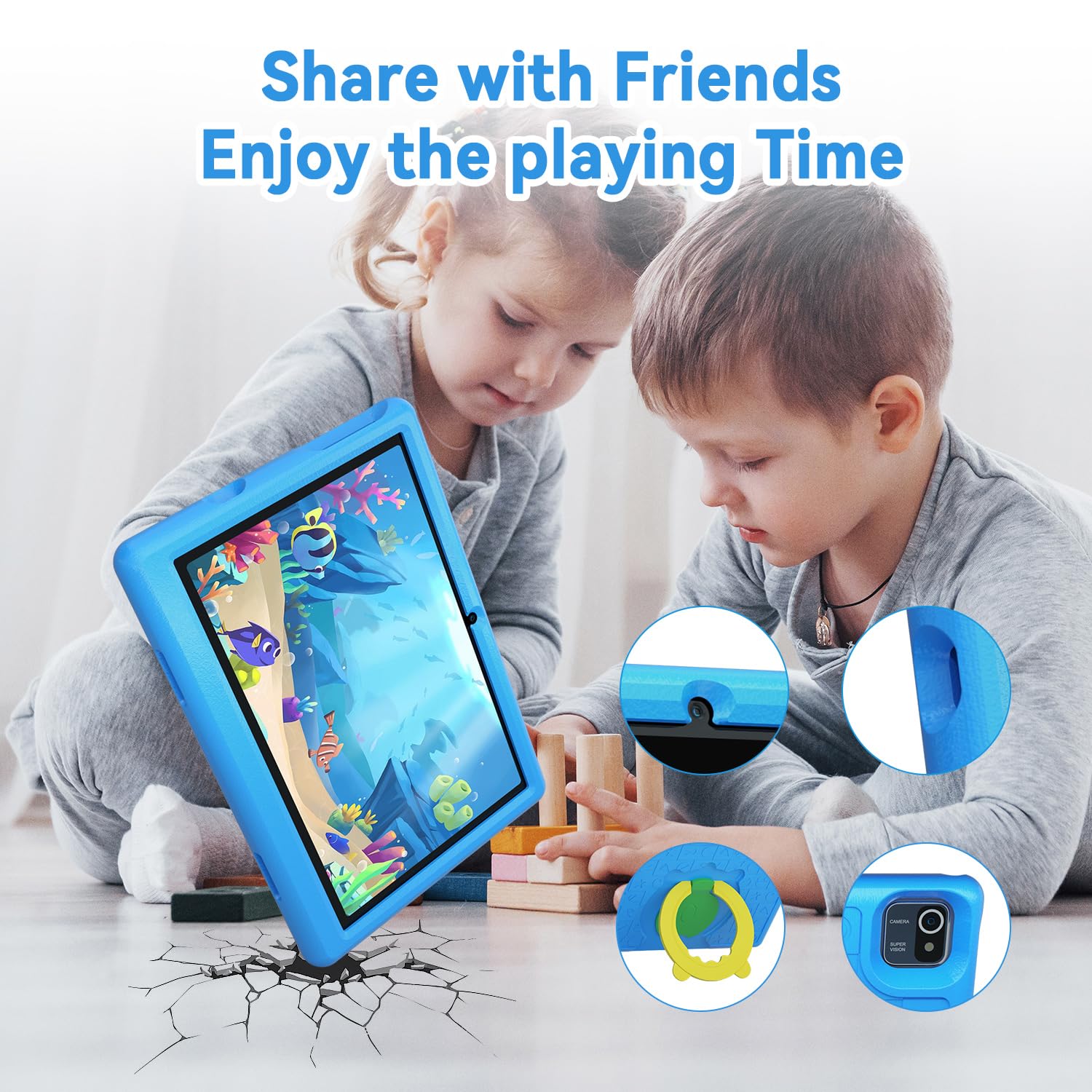 TABLET PER BAMBINI 10 Pollic, Android 12 Tablet Bambini Quad Core, 1280