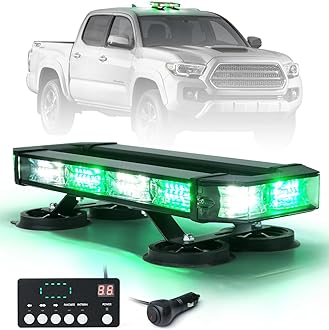 LUMENIX 72 LED Rooftop Emergency Strobe Light Bar w/Control Panel Magnetic Base Warning Flashing Beacon Caution Traffic Lightbar for Law Enforcement Vehicles Tow Trucks Snowplow - White Green