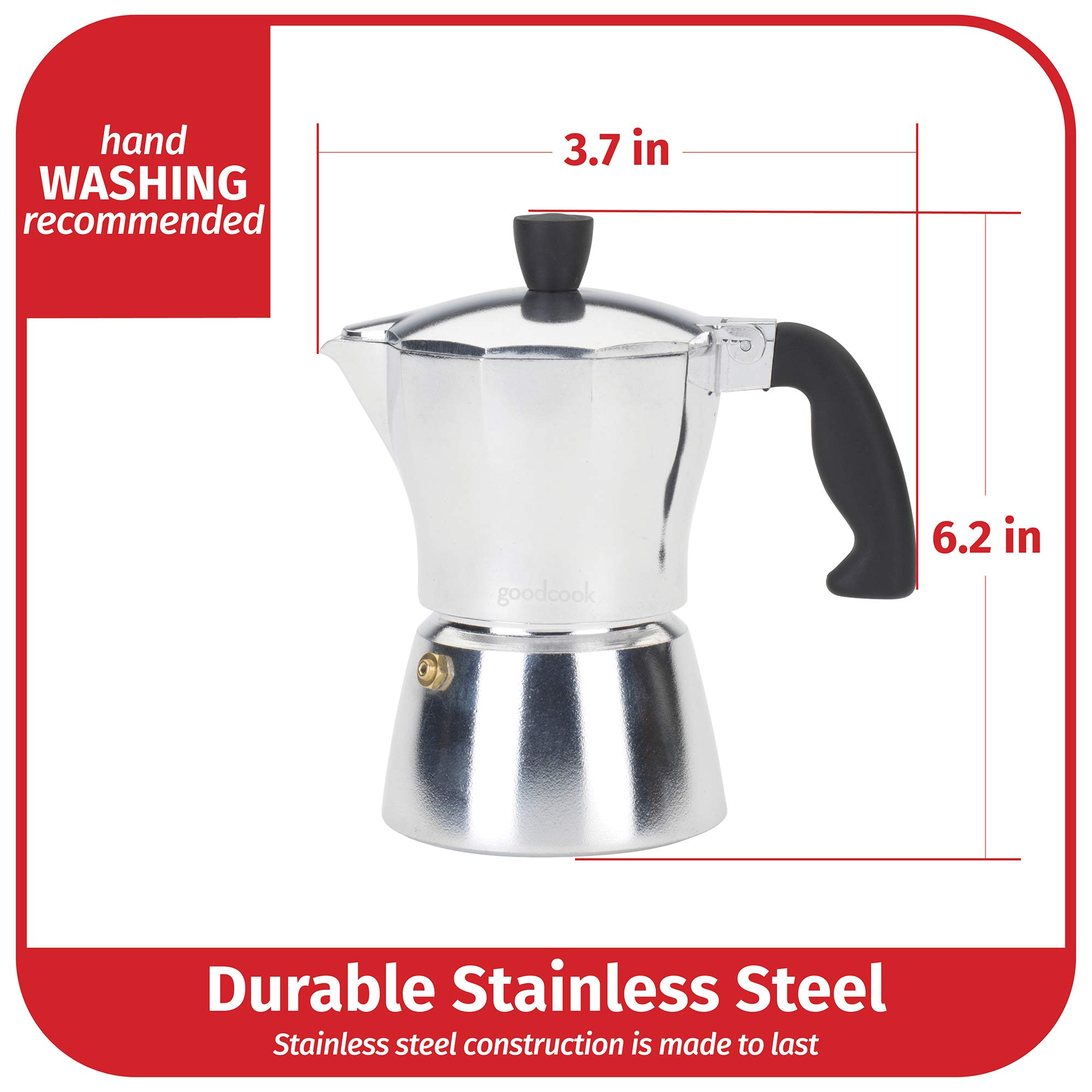 Amazon.com: GoodCook Koffe 3-Cup Aluminum Stovetop Moka Pot