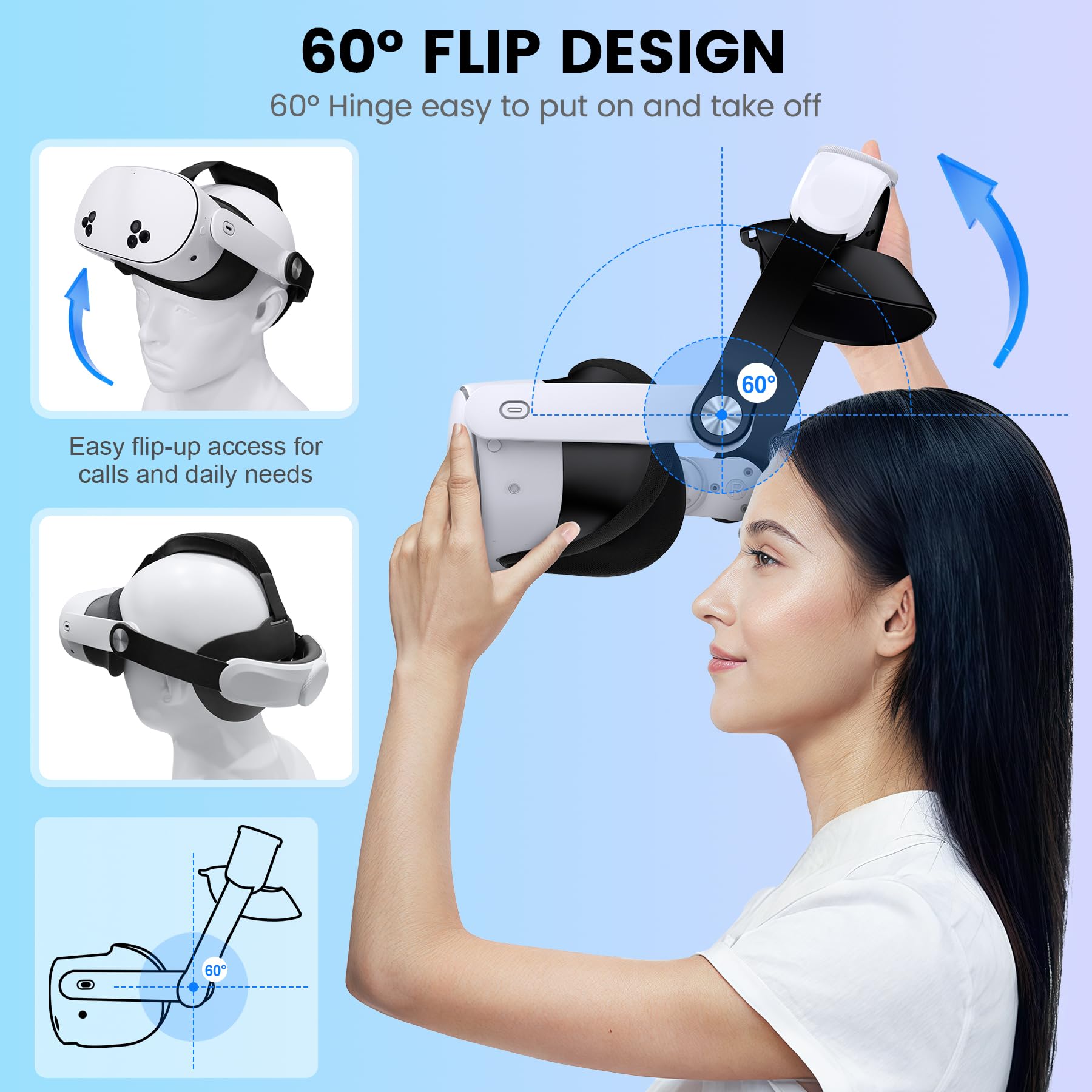 Headstrap für Meta Quest 3S/Quest 3/Quest 2, verstellbares Ersatz-Kopfband für Elite-Kopfband, VR-Headset-Gurt für verbesserten Halt und Komfort für VR-Konsolen, Meta Quest 3s zubehör