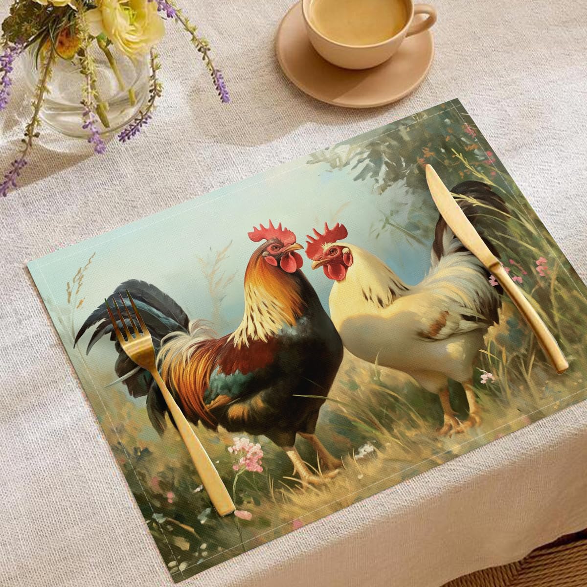 Sets de table d'été herbe coq parfaits pour vos repas en terrasse et décoration de fête