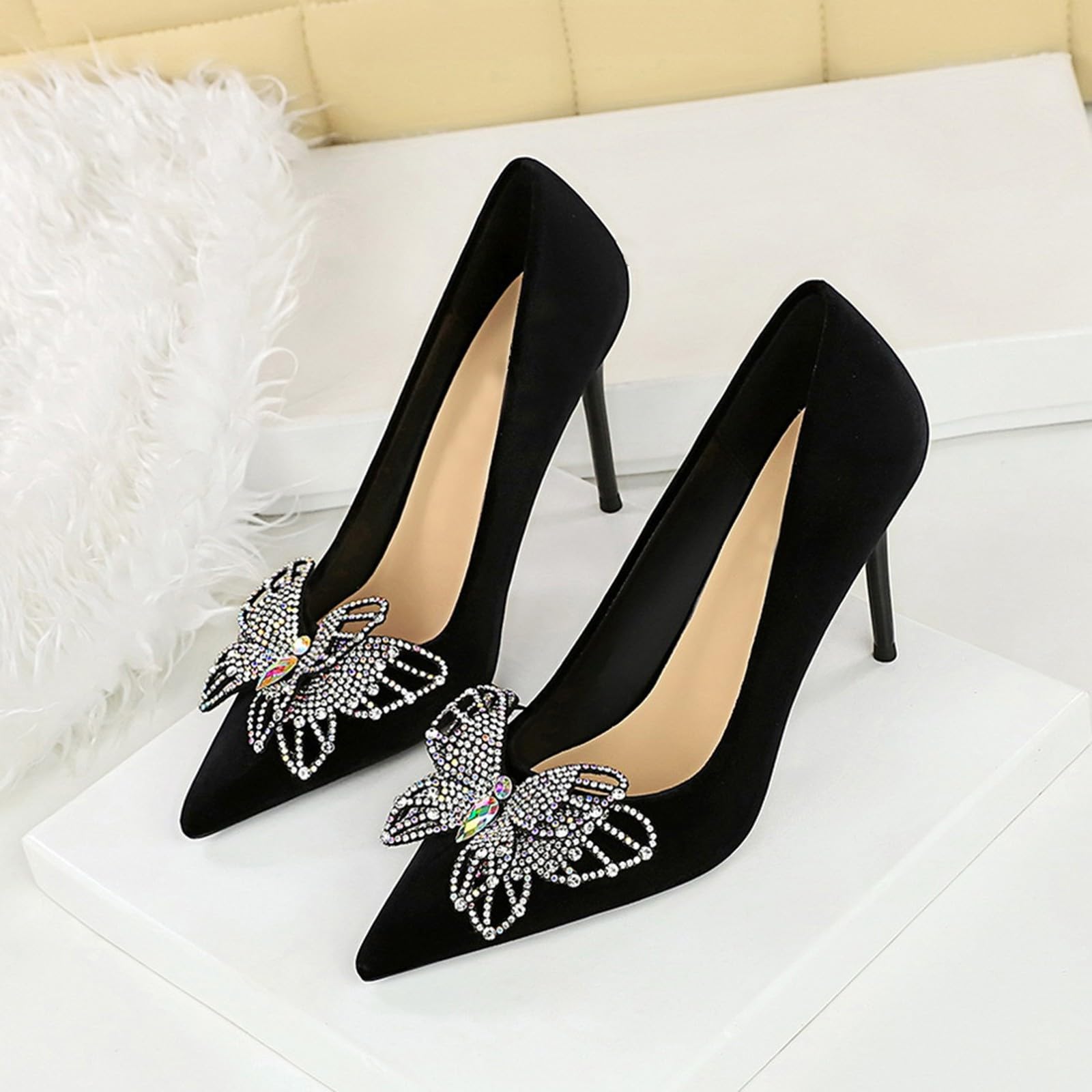 Zapatos altos de las señoras de encaje Stiletto Pumps cómodos y elegantes