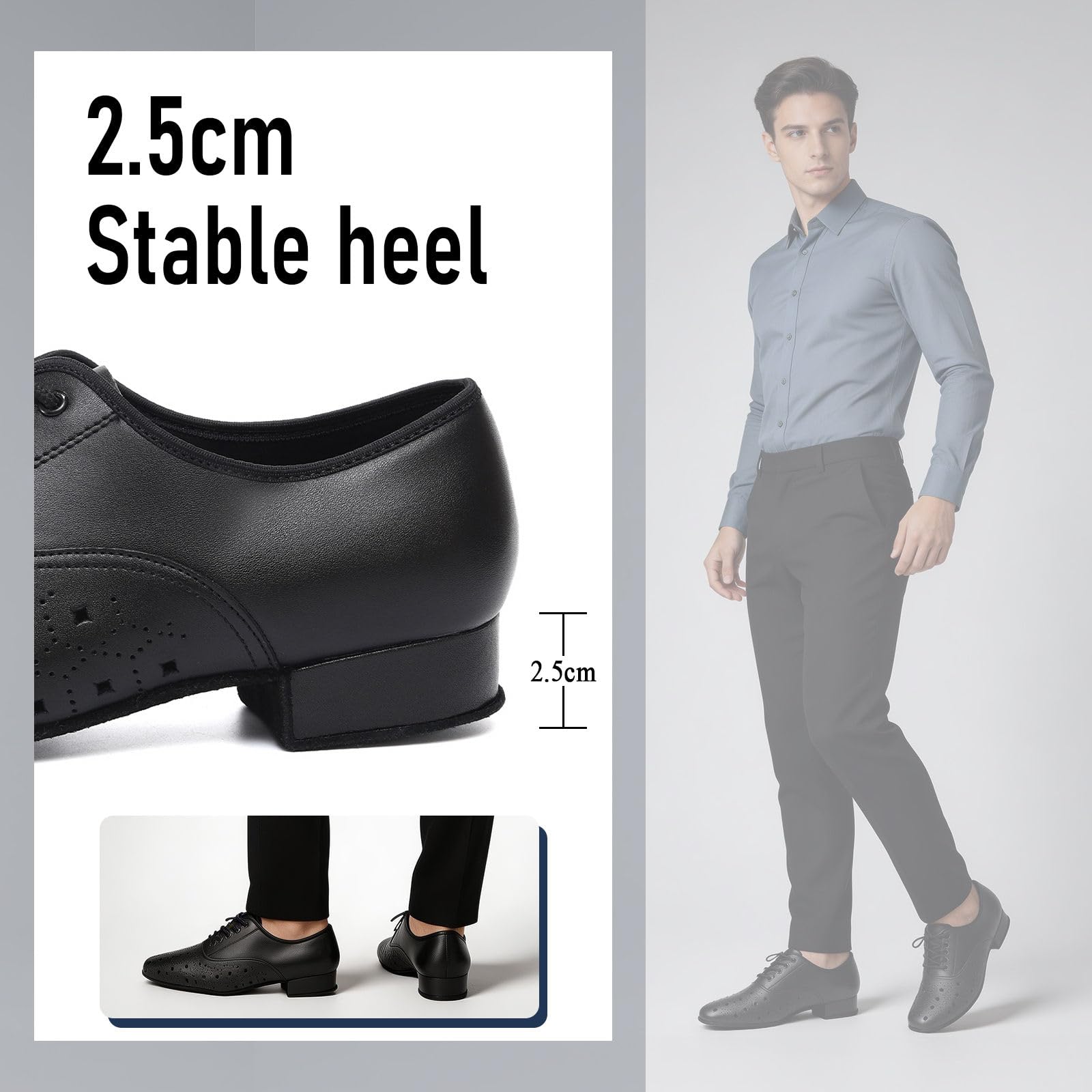 Zapatos de Baile Latino para Hombres Tacón Bajo Cordones Moderno Zapatos de Baile Práctic Tango Salsa Jazz