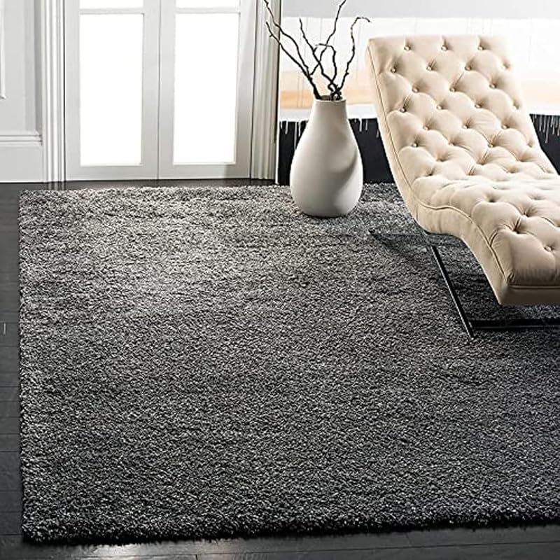 Image of Carpet for Living Room 5X7 FEET Modern Soft Shaggy Carpet Thick, Fluffy & 2 inch Pile Shag Rug for Your Kids Room, Bedroom & Livingroom (Black Grey)