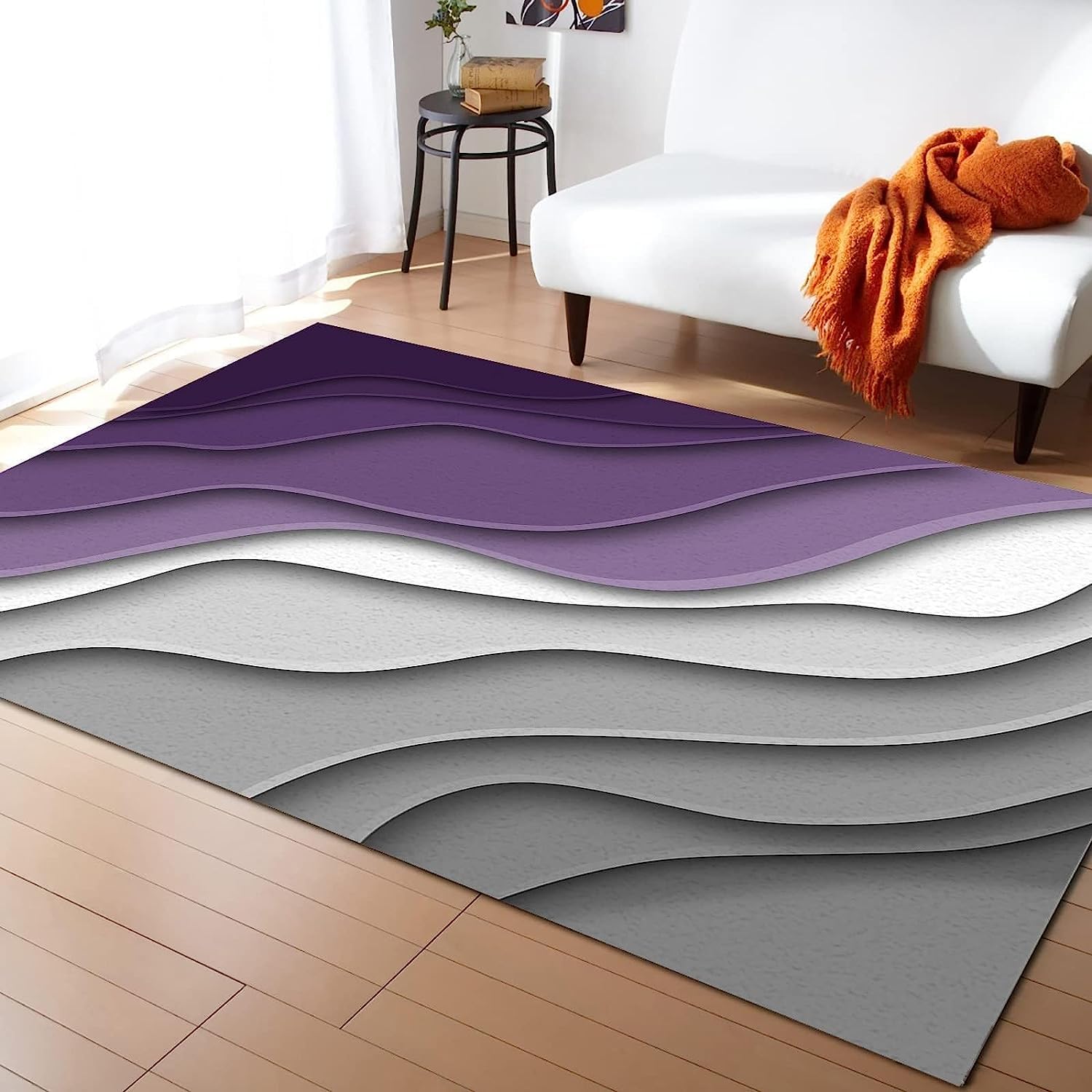 Tappeto 3D Strisce Grigie Geometriche Astratte Tappeto Antiscivolo, Domestici Possono Usare Il Divano Del Soggiorno Tappeto Casa Camera Da Letto Comodino Coperta Soggiorno Hotel 70,8 X 110,2-7V7C-L2U