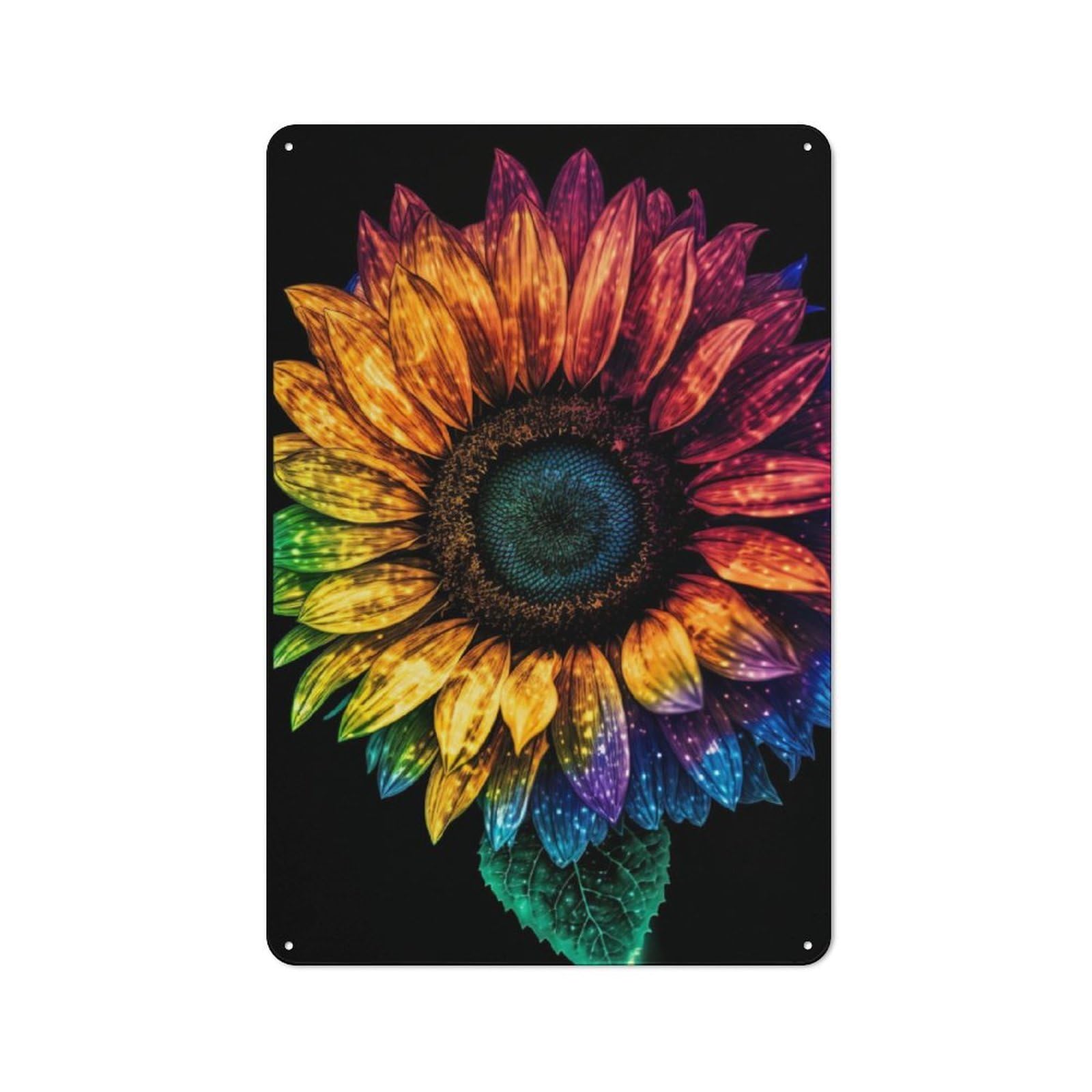 Junmoney Sunflower Psychedelic Tin Sign 30X20cm For Café Or Home Bar, Rustic Wall Decor, For Garage, Workshop And Man Cave Decoration