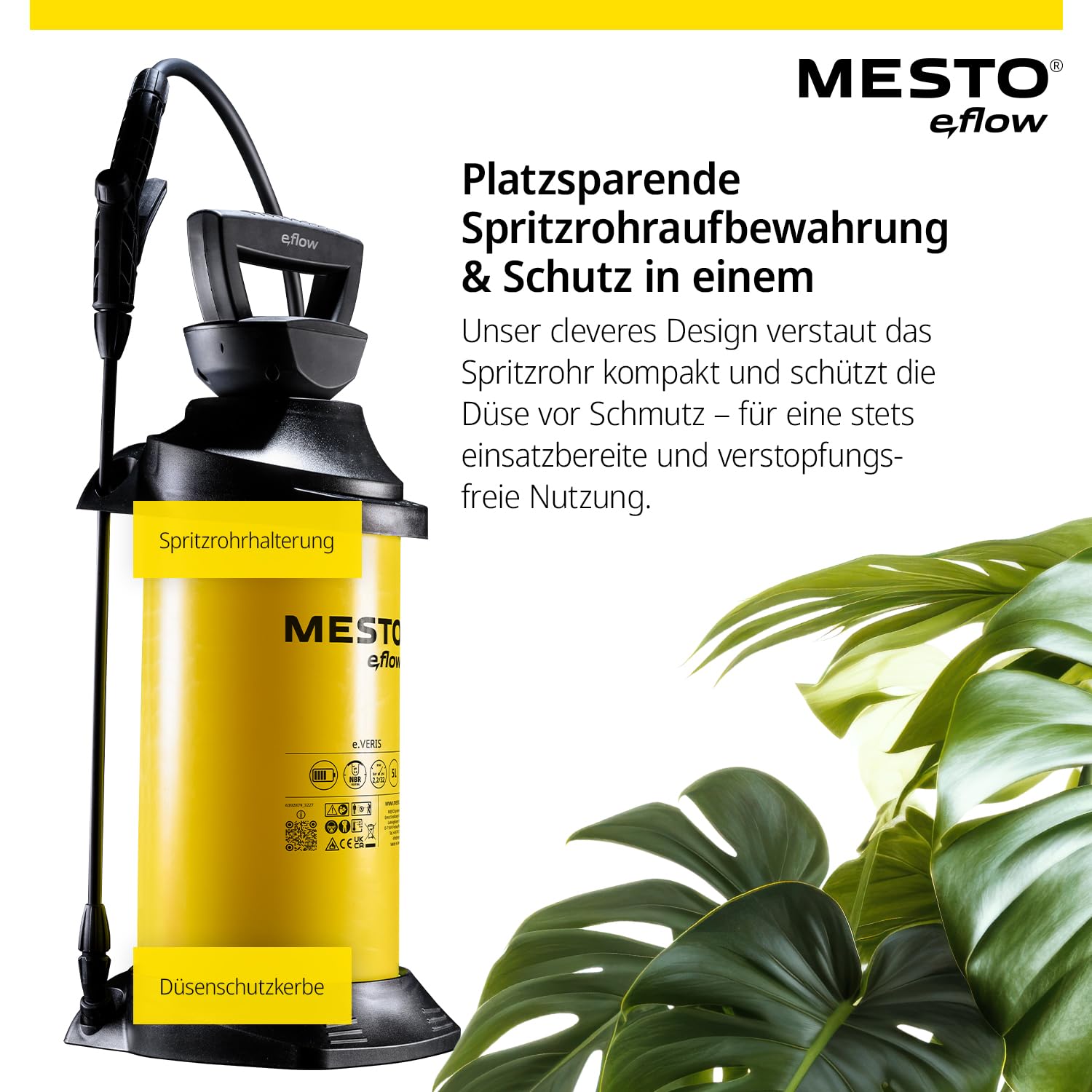 Mesto e.flow e.Veris Akku-Drucksprühgerät 5L | Akku Drucksprüher 2,2 bar | Akku Sprühgerät | Pumsprühflasche für Haus & Garten | Drucksprüher elektrisch | Pflanzensprüher | Gartenspritze & Unkrautspri