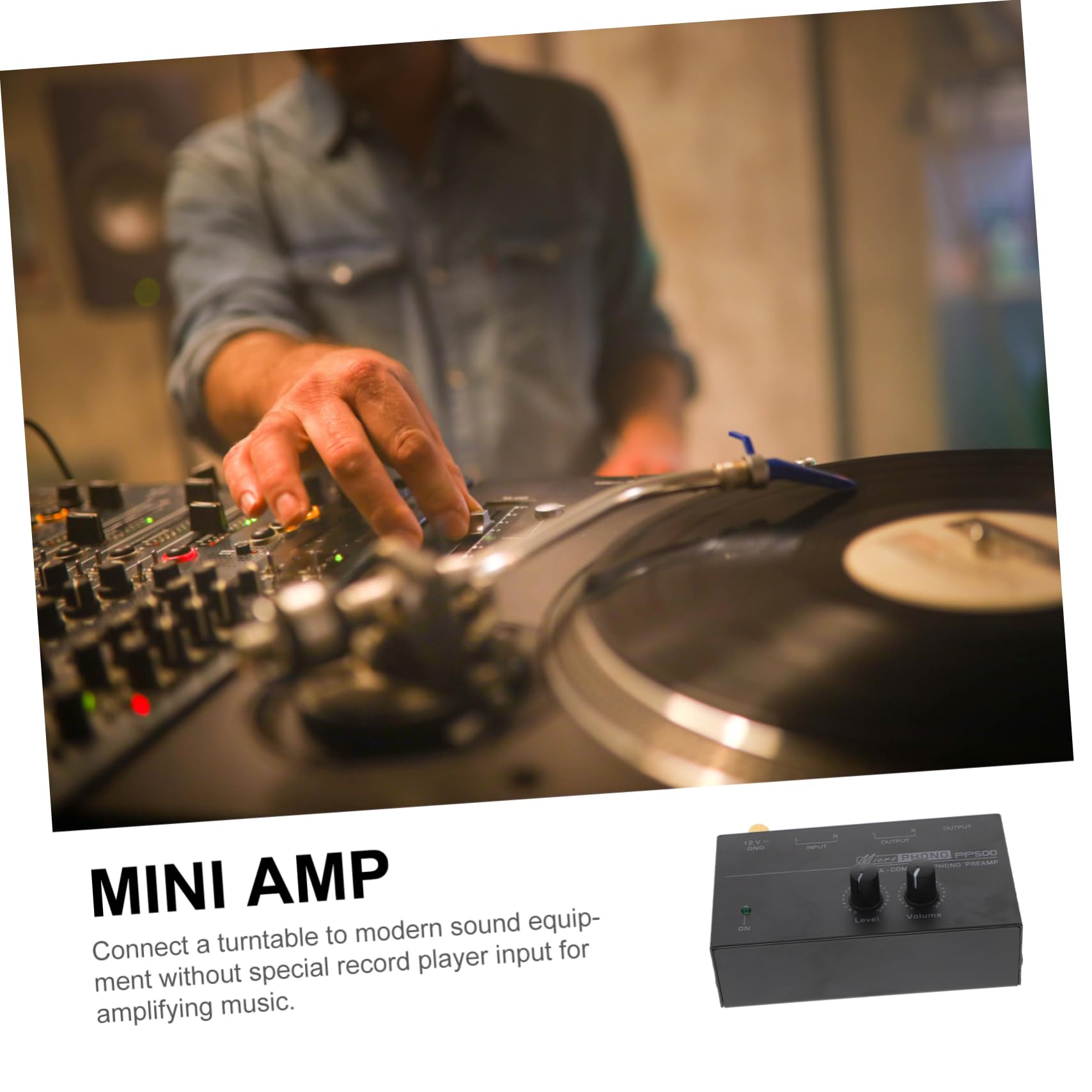 ETHZZLE Record Player Preamplifier Compact Preamp for Turntable with Inputs Outputs Connects to Modern for Home and Desktop Plug