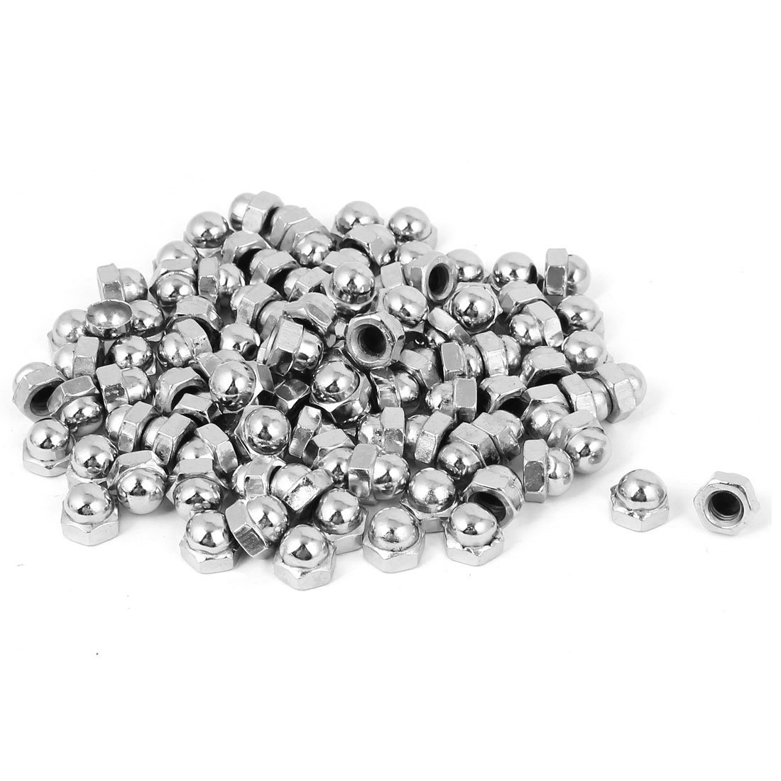Uxcell Silver Sourcingmap Hex Cap Nuts - 100Pcs M6 Dome Nuts Carbon Steel Hexagon Decorative Cap Nut For Screws Bolts Tone