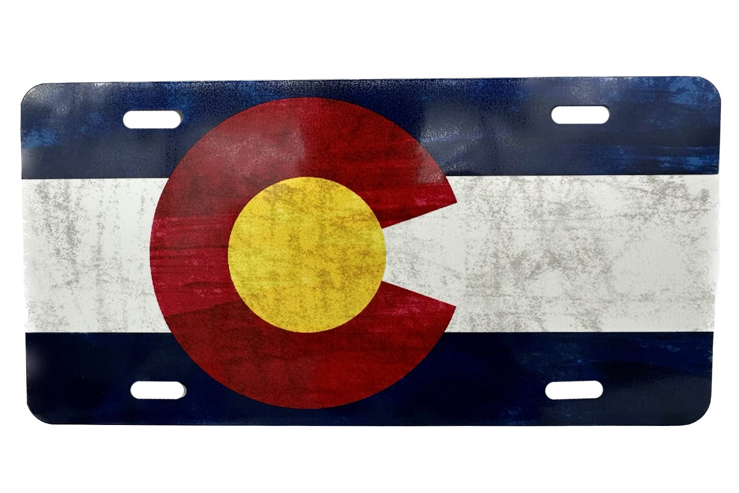 Ink Trendz Grunge Colorado State Flag Front License Plate Cover The Centennial State Emblem Decorative License Plates for Car Aluminum Novelty Auto Car Tag Vanity Plates