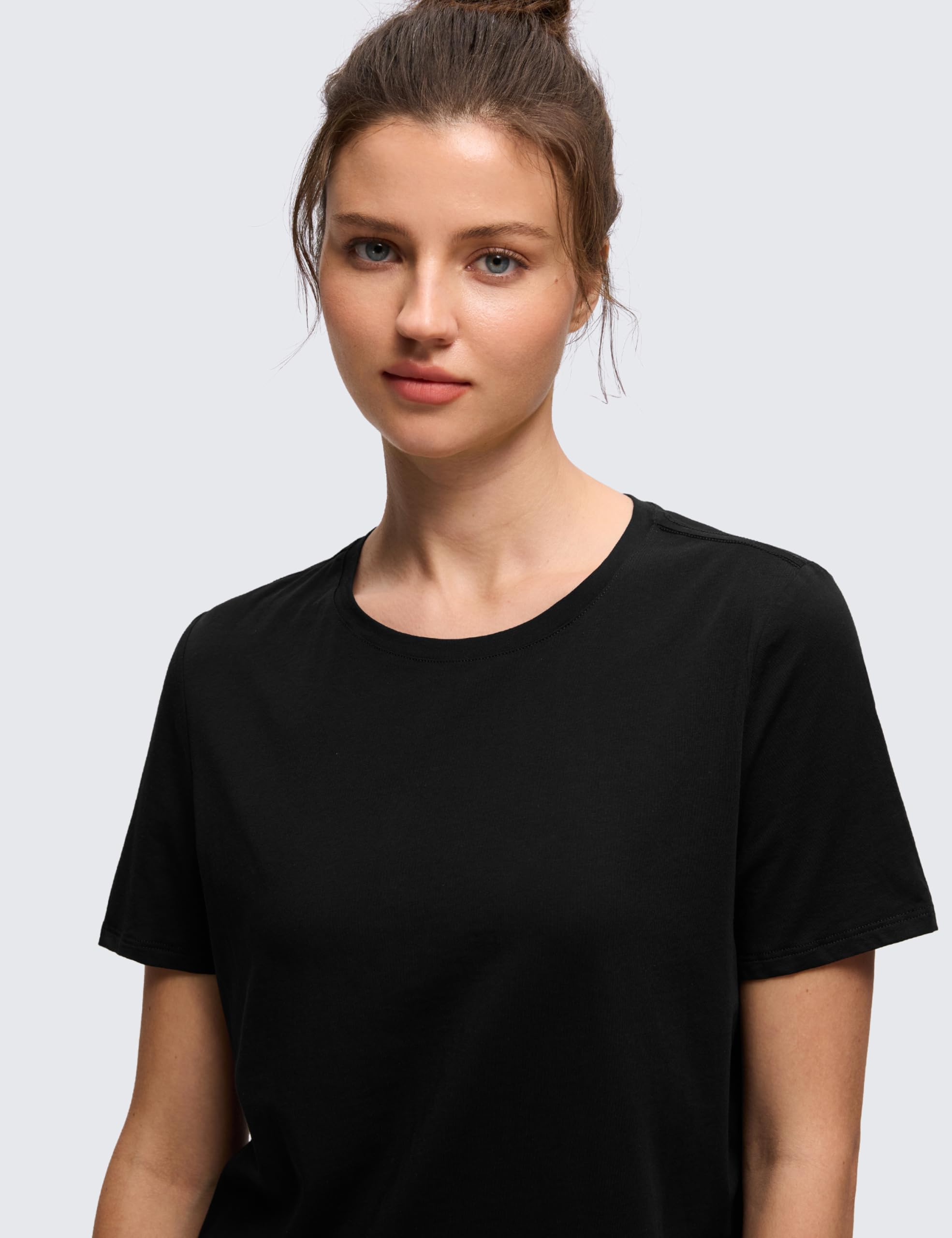 CRZ YOGA Pima Camisas de Manga Corta de Algodón para Mujer Tops Sueltos de Entrenamiento Casual