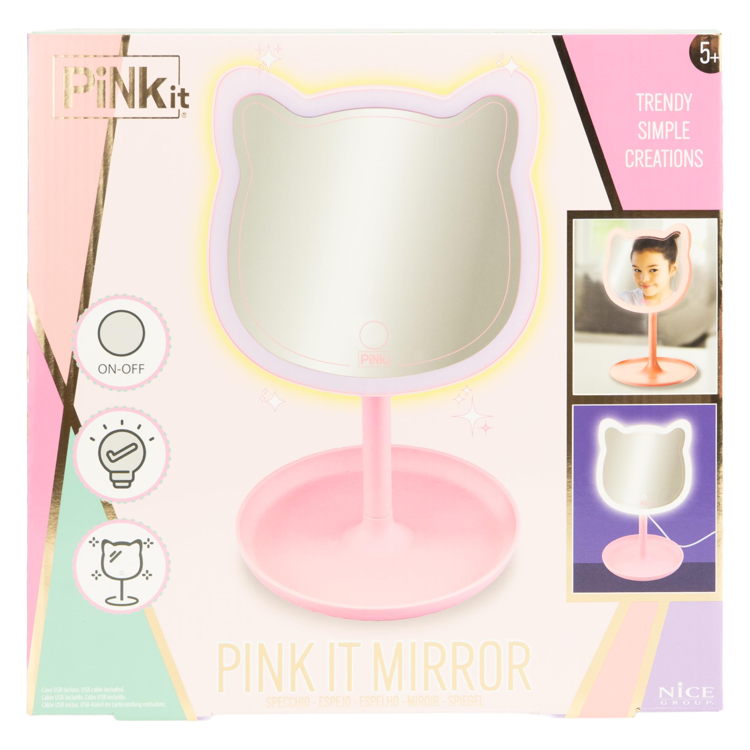 MIRROR, 1 Specchio da Trucco a forma di Gatto
