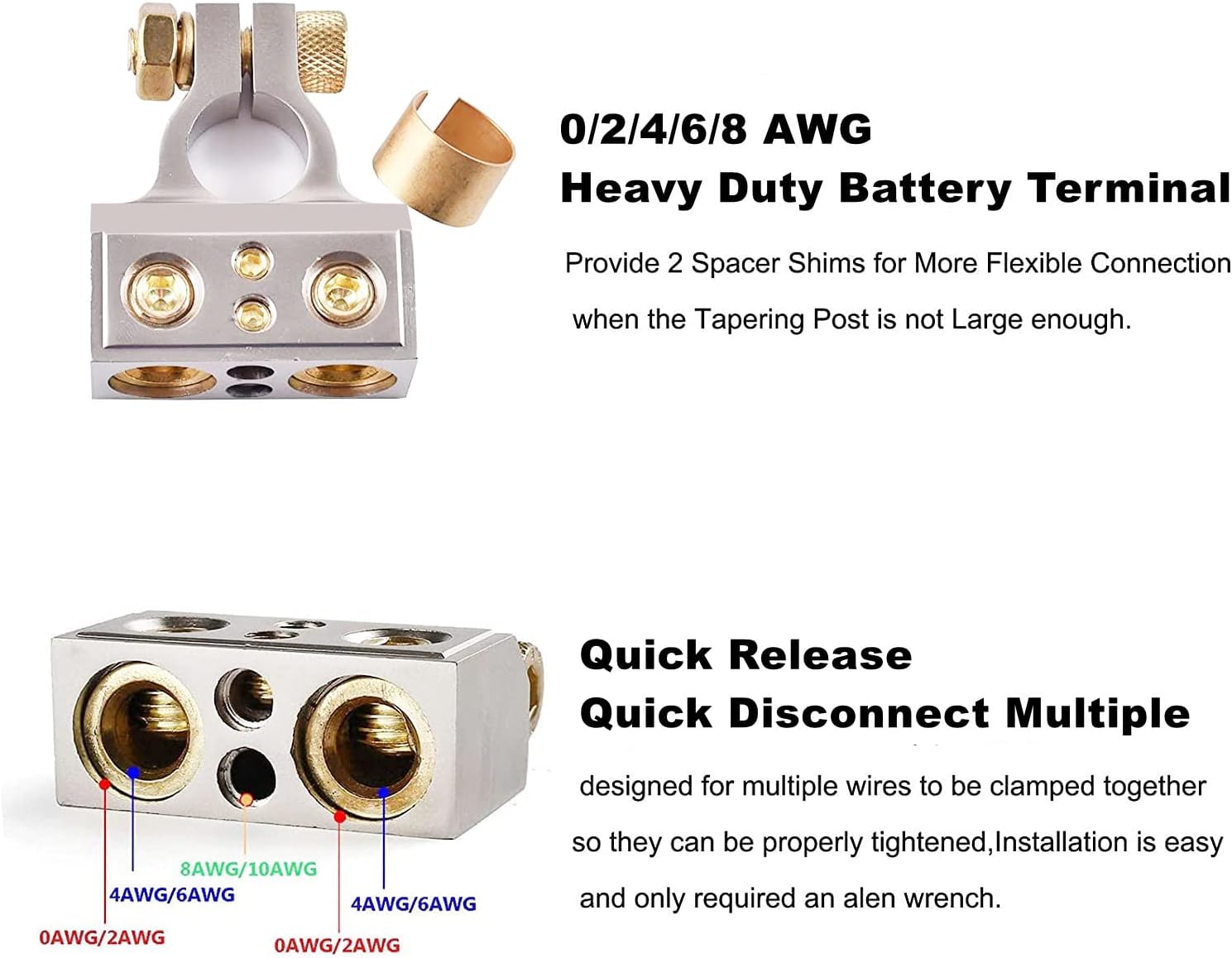 Buy SUNMORN Battery Terminal Connectors, 0/2/4/6/8 AWG Battery