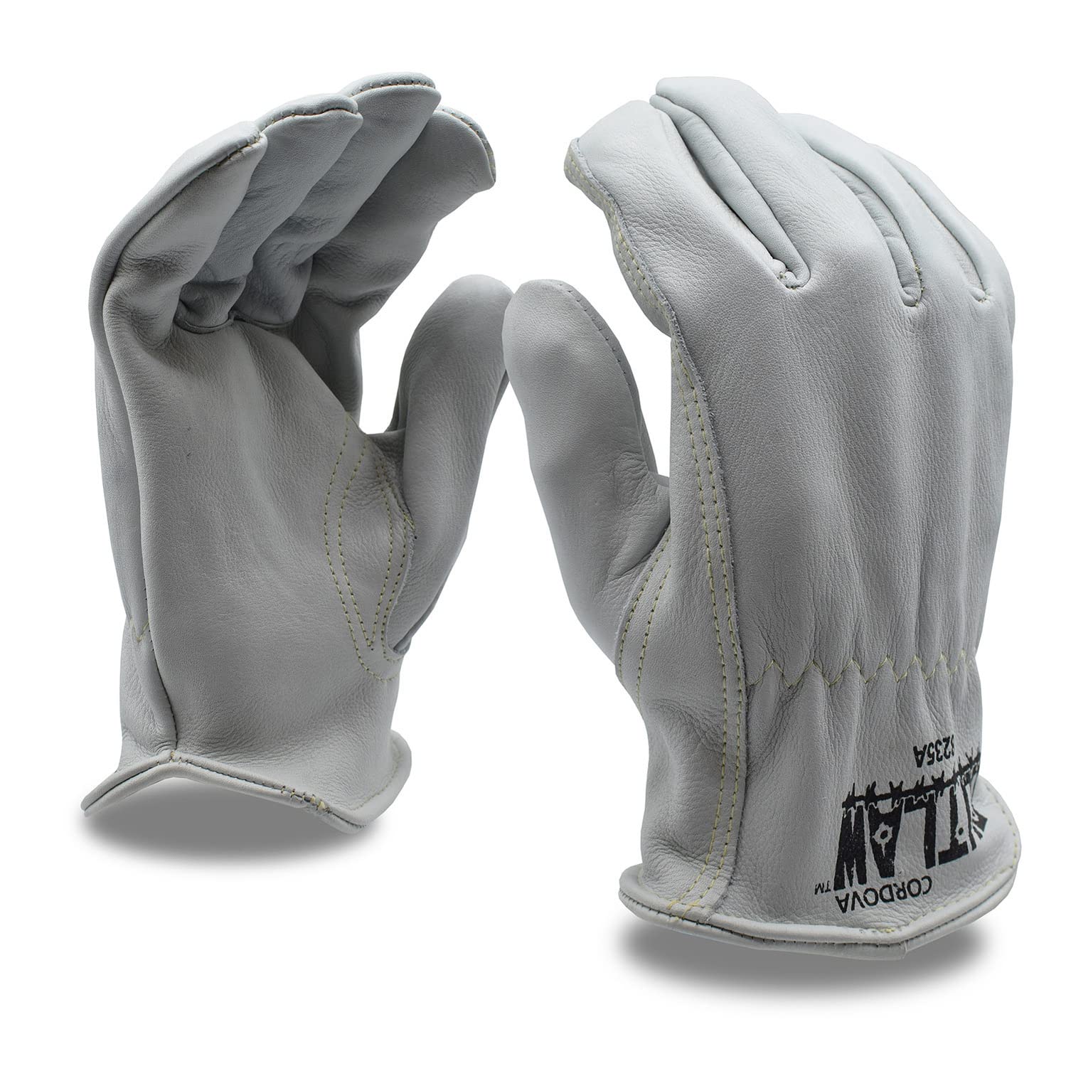 Cordova 8235AL Outlaw Premium Grain Cowhide Driver Gloves, Unlined, Shirred Elastic Back, Keystone Thumb, Leather Self-Hem, Large, 12-Pack