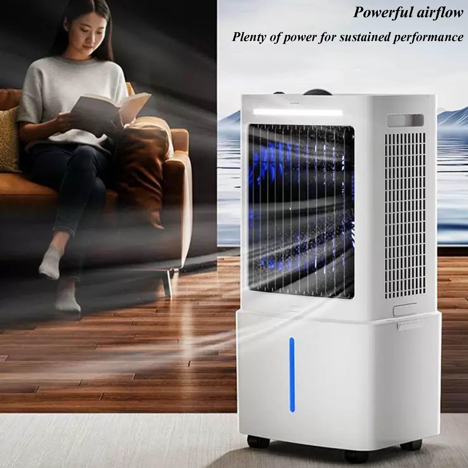 Raffreddatore evaporativo 3 in 1, Ventola di Raffreddamento da 10 L/24 L con 3 modalità, Timer da 12 Ore, 8 Sacchetti di Ghiaccio, Display Digitale, per Camera da Letto e Ufficio Domestico