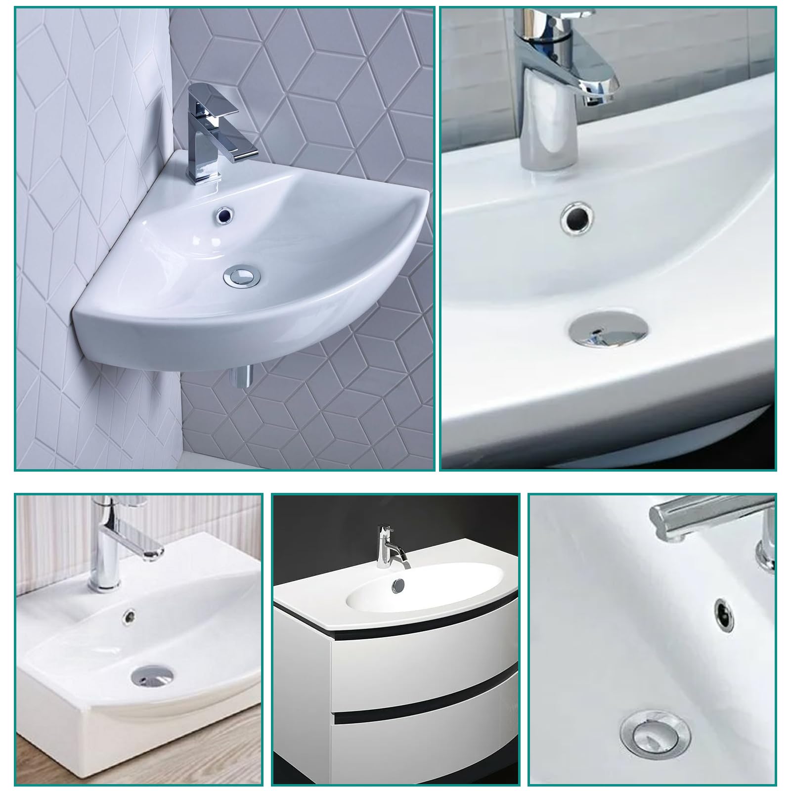 4 piezas de anillo de rebosadero para lavabo, roseta de rebosadero para baño, lavabo, lavabo, para adornar, tapón de rebosadero, robusto, plateado