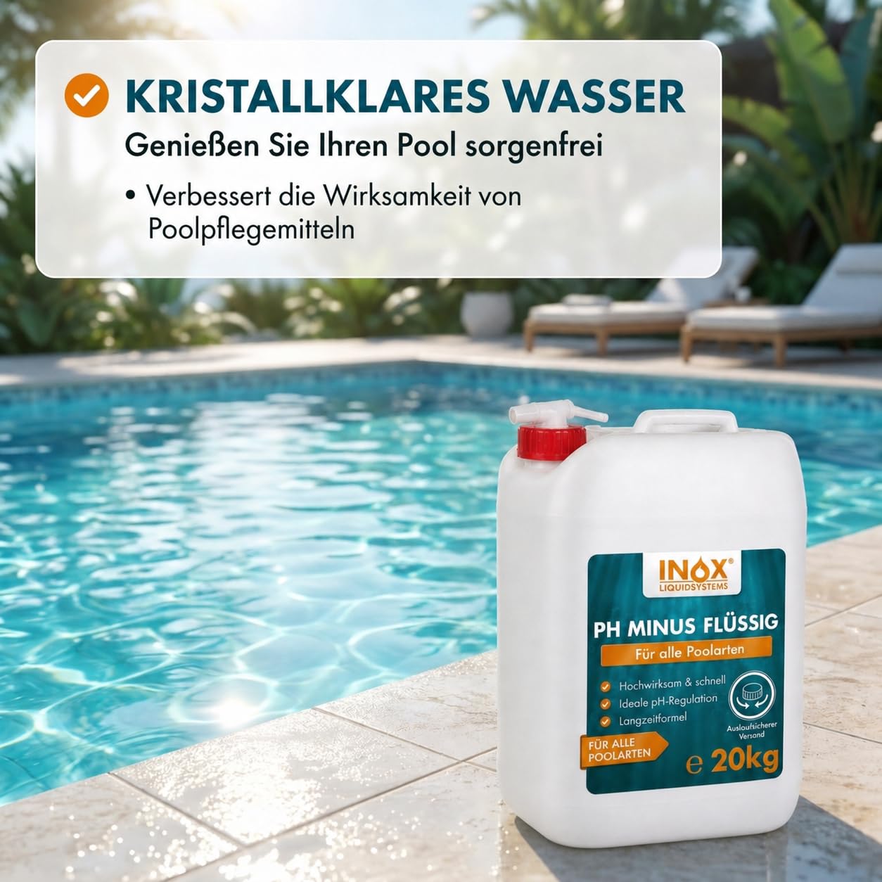 INOX pH Minus Flüssig 20 kg pH-Senker für Pool Whirlpool Wasserpflege Made in Germany