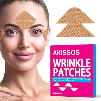 akissos wrinkle face plasters - pack of 80 wrinkle plasters anti wrinkle patches for forehead 11's eyes smiling line - face lifting tape use overnight