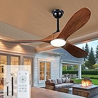 Vista 37 de 42 Inch Low Profile Ceiling Fans with Lights and Remote, Flush Mount Ceiling Fan with Lights, 3 Blades Solid Wood Dimmable Walnut Easy Installation