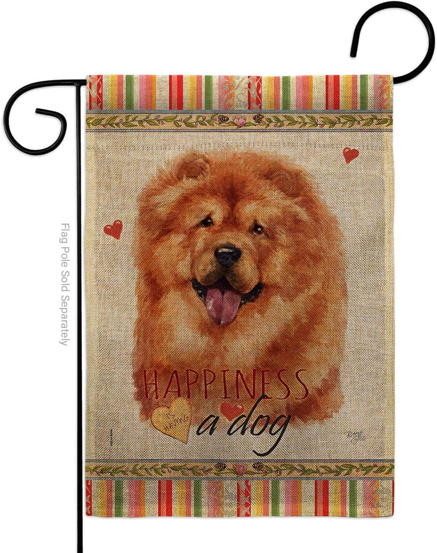 Chow Happiness Burlap Burlap Garden Flag Animals Dog Puppy Spoiled Paw Canine Fur Pet Nature Farm Animal Creature Small Decorative Gift Yard House Banner Double-Sided Made In USA 13 X 18.5