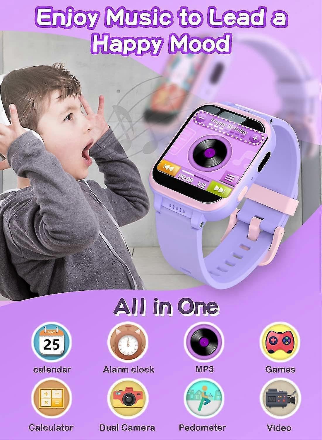 Smartwatch für Jungen und Mädchen, Touchscreen-Digitalkamera-Uhr mit Spielen, Musik-Player, Schrittzähler, Geburtstags- und Weihnachtsgeschenk
