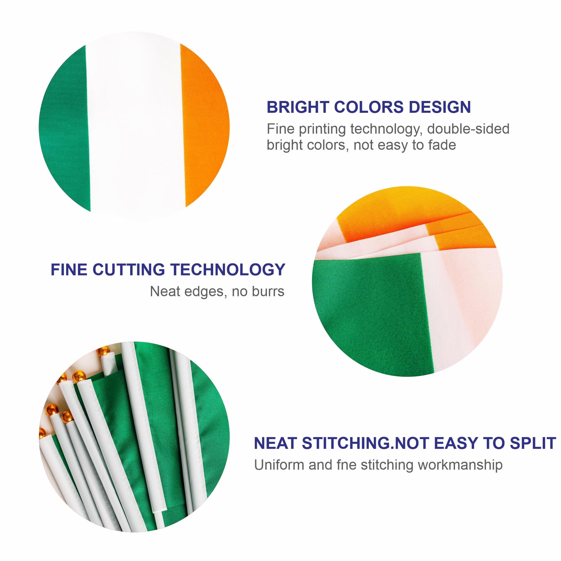 10pcs Irish Flag on Sticks & 2pcs Tattoos - Image 3