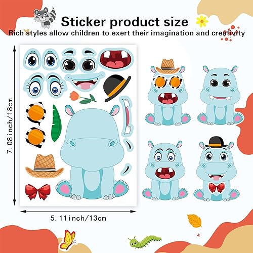 Miniatura 6 de 24 hojas de calcomanías para hacer tu propio animal, hojas de calcomanías para mezclar y combinar animales, calcomanías de animales para niños,