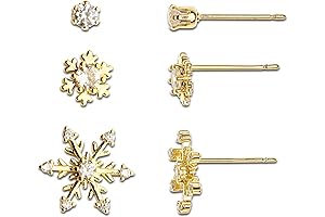 Exquisite Gold Snowflake Stud Earrings Set - Adorn Your Ears with Winter's Charm