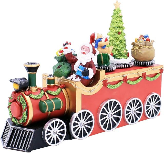 The Christmas Workshop 70019 Christmas LED Train with Three Rotating Decorations, Various Colours