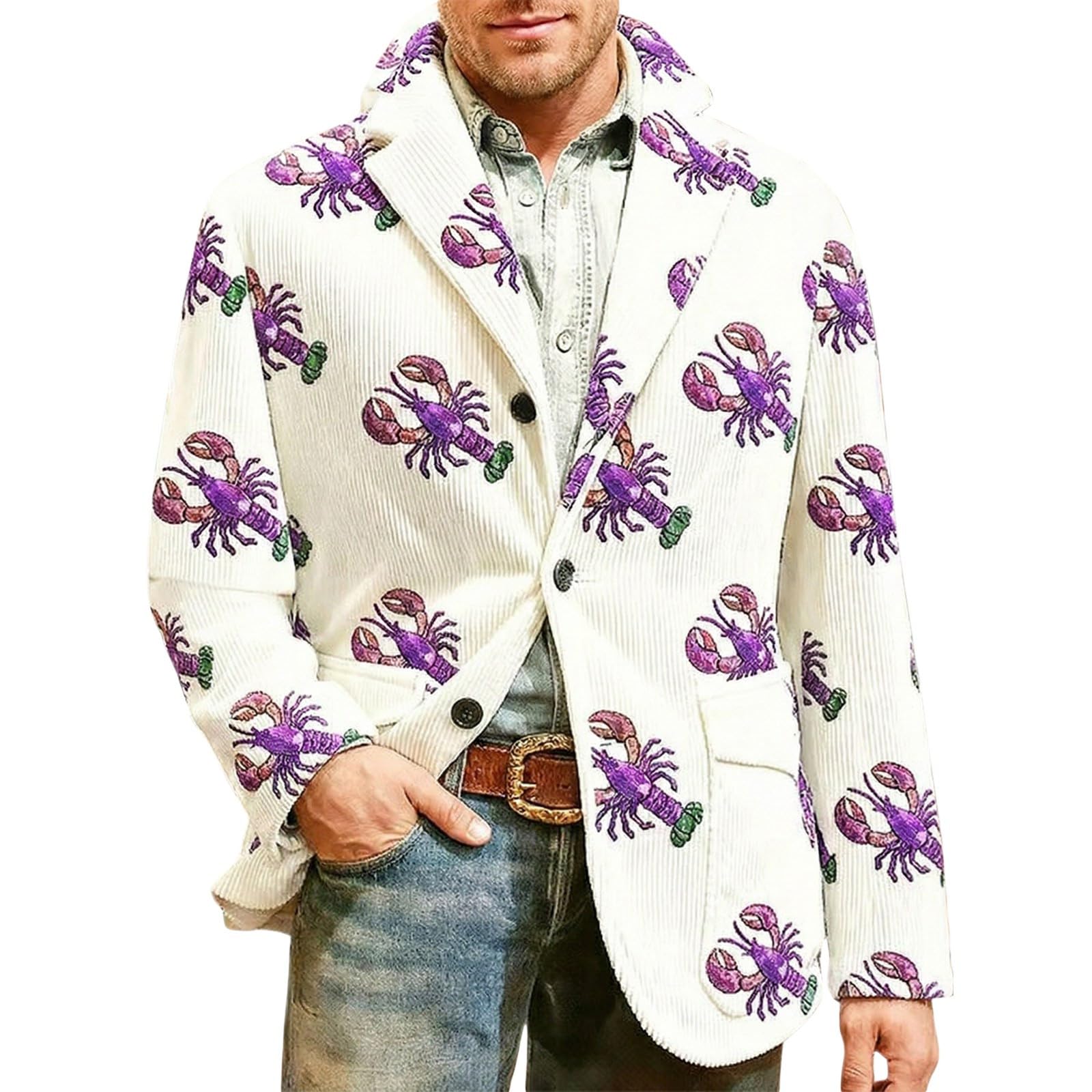Mardi Gras Jacket Mens Holiday Blazer Outfits Plus Size Suit Sequin Top Accessories Costume Corduroy Cardigan Apparel, Z-10-Purple, 3XL