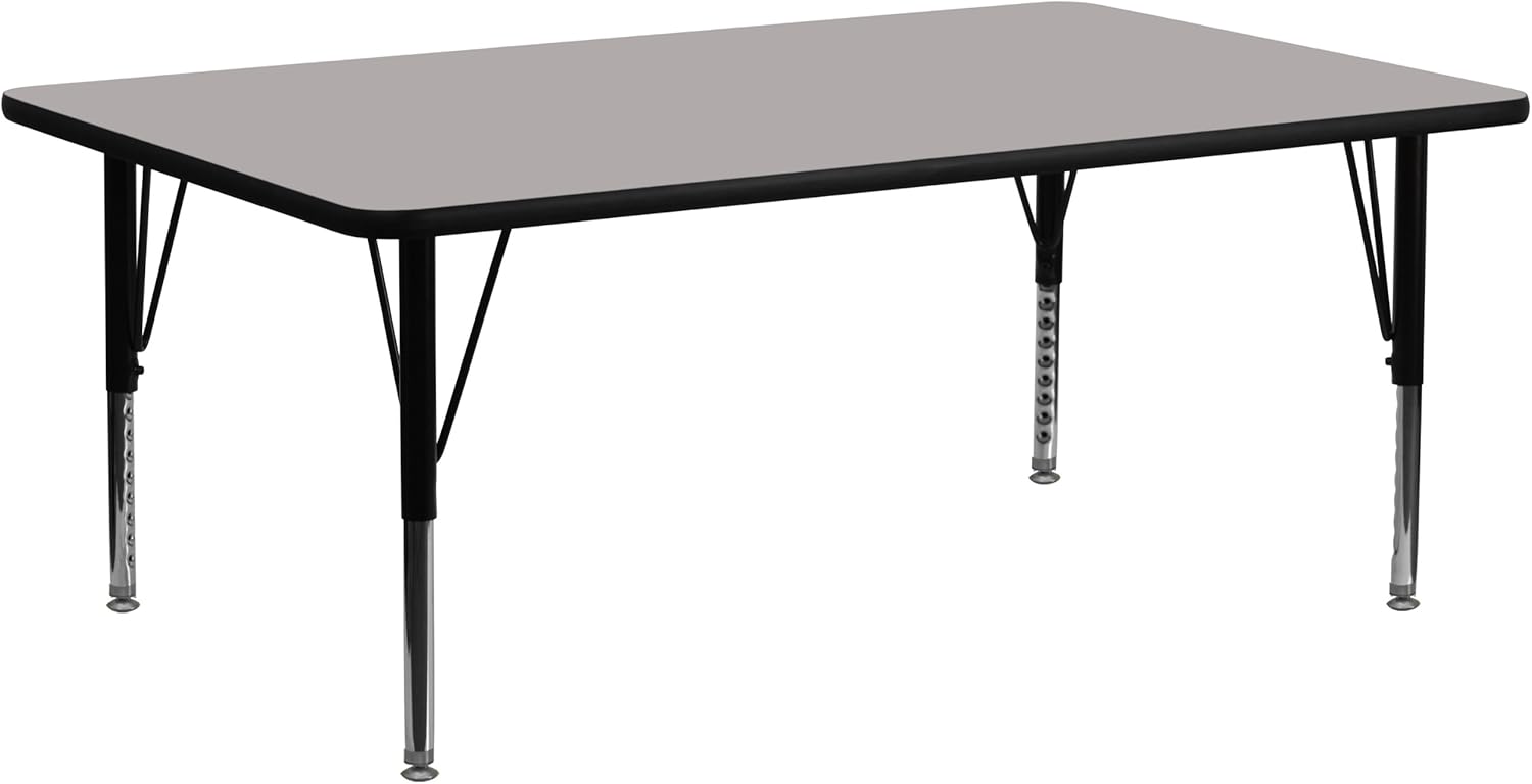 Flash Furniture 30''W x 72''L Rectangular Grey HP Laminate Activity Table - Height Adjustable Short Legs